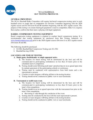 NCAA BASEBALL BAT TESTING PROTOCOL UPDATED 